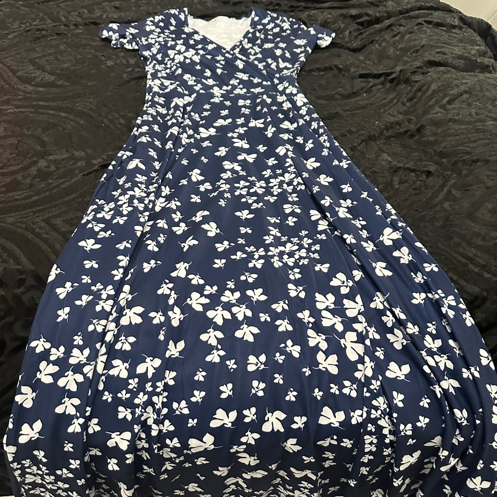 Navy Blue Floral Maxi Dress